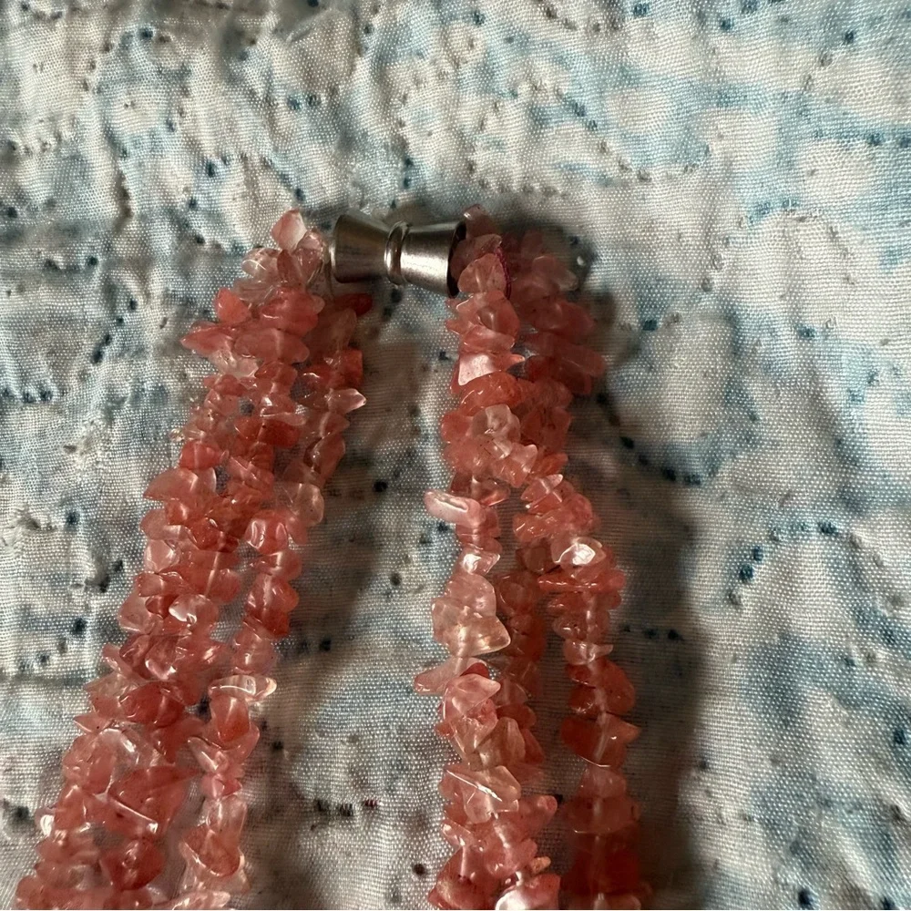 Chic Pink Crystal Quartz Necklace
